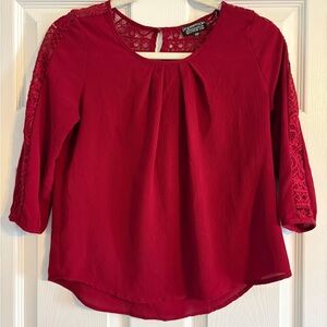 Papermoon XSP Red Lace Sleeve Women's Top Stitch Fix Exclusive